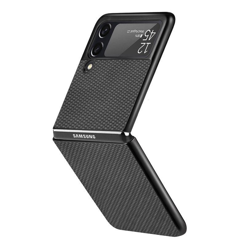 Faux Carbon Fiber Samsung Z Flip Case-Exoticase-for Galaxy Z Flip 4-Black-