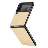 Faux Carbon Fiber Samsung Z Flip Case-Exoticase-for Galaxy Z Flip 4-Khaki-
