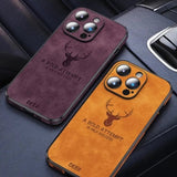Faux Leather Deer Engrave iPhone Case-Exoticase-