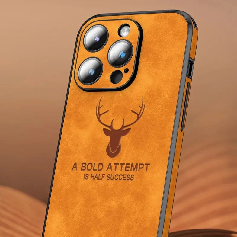 Faux Leather Deer Engrave iPhone Case-Exoticase-