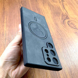 Faux Leather Deer Engraved MagSafe Samsung Case-Exoticase-