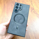 Faux Leather Deer Engraved MagSafe Samsung Case-Exoticase-