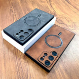 Faux Leather Deer Engraved MagSafe Samsung Case-Exoticase-