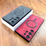 Faux Leather Deer Engraved MagSafe Samsung Case-Exoticase-