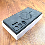 Faux Leather Deer Engraved MagSafe Samsung Case-Exoticase-For Samsung S23 Ultra-Black-