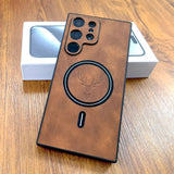 Faux Leather Deer Engraved MagSafe Samsung Case-Exoticase-