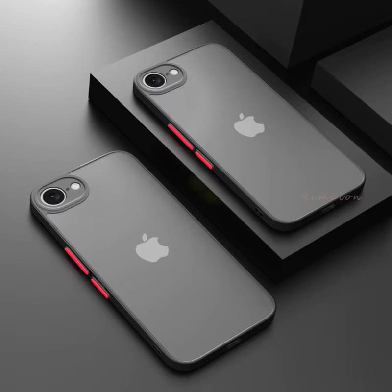 Featured Shockproof iPhone 16E Cases-Exoticase-Matte Black with Red Buttons-iPhone 16E-Exoticase