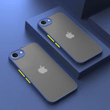 Featured Shockproof iPhone 16E Cases-Exoticase-Matte Blue with Yellow Buttons-iPhone 16E-Exoticase