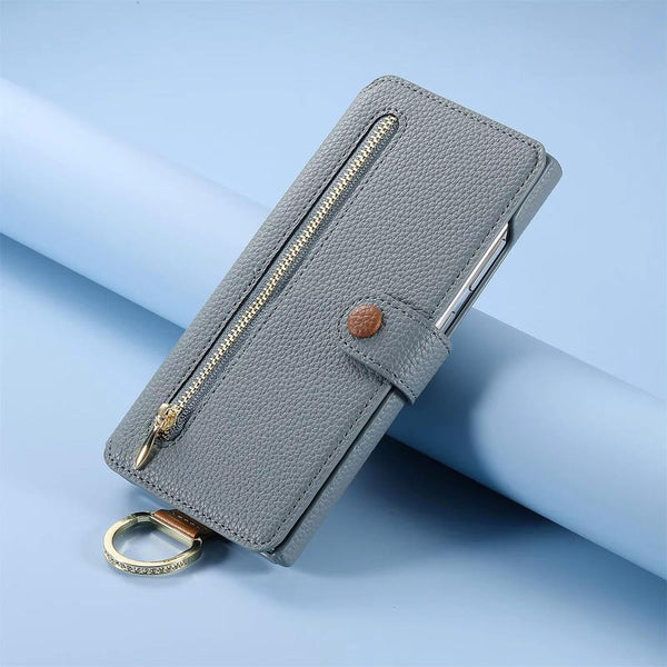 Finger Loop Samsung PU Leather Wallet Flip Case-Exoticase-Blue-For Samsung S25 Ultra-Exoticase