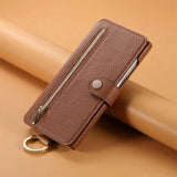 Finger Loop Samsung PU Leather Wallet Flip Case-Exoticase-Brown-For Samsung S25 Ultra-Exoticase