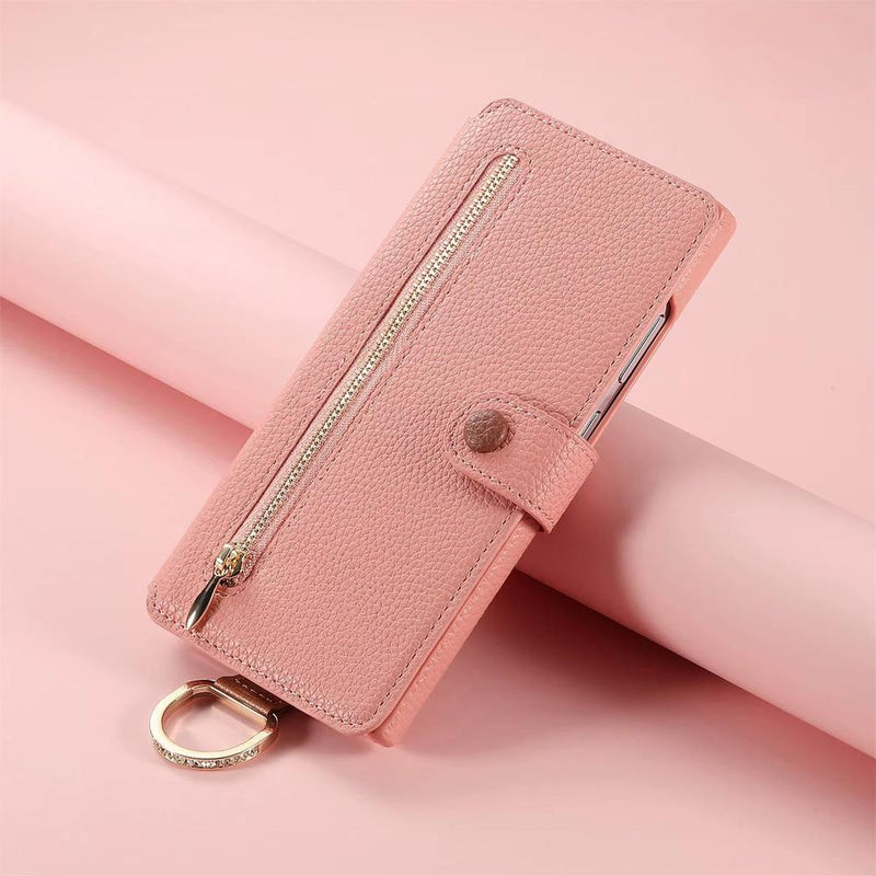 Finger Loop Samsung PU Leather Wallet Flip Case-Exoticase-Pink-For Samsung S25 Ultra-Exoticase