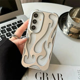 Flames Hollow Samsung Case-Exoticase-Matte Silver-For S25 Ultra-Exoticase