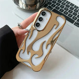 Flames Hollow Samsung Case-Exoticase-Electroplated Gold-For S25 Ultra-Exoticase