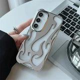 Flames Hollow Samsung Case-Exoticase-Electroplated Silver-For S25 Ultra-Exoticase