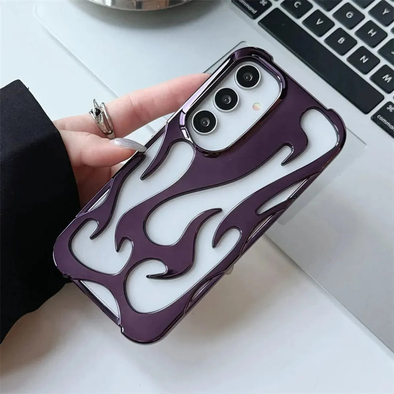 Flames Hollow Samsung Case-Exoticase-Electroplated Purple-For S25 Ultra-Exoticase