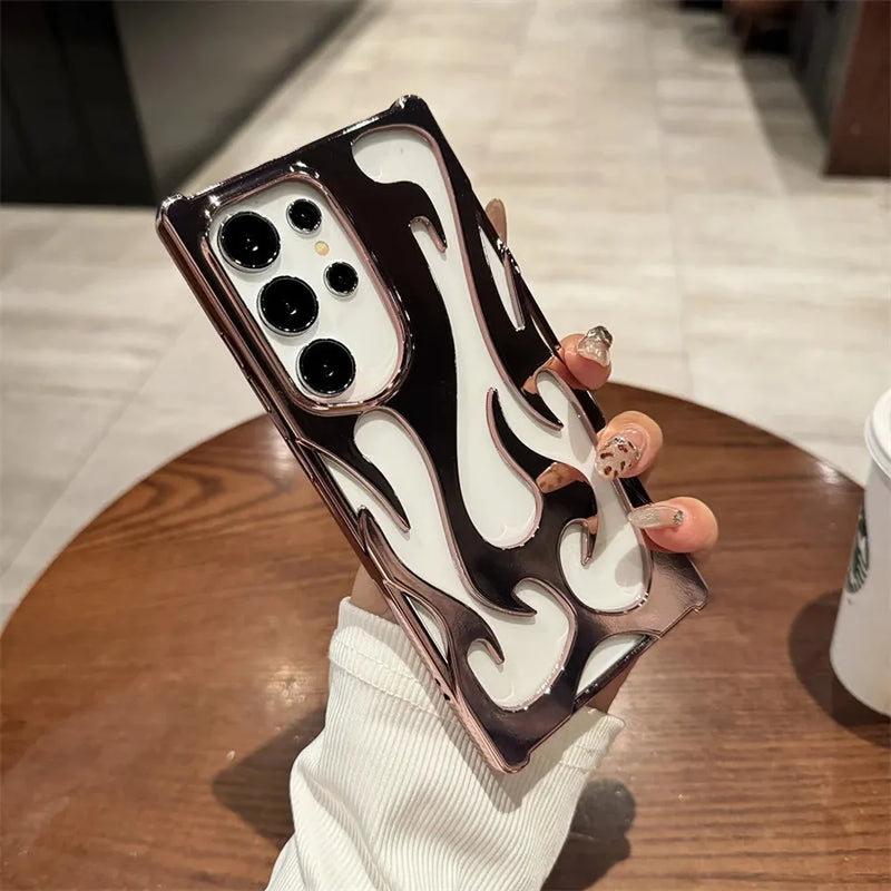 Flames Hollow Samsung Case-Exoticase-Electroplated Pink-For S25 Ultra-Exoticase