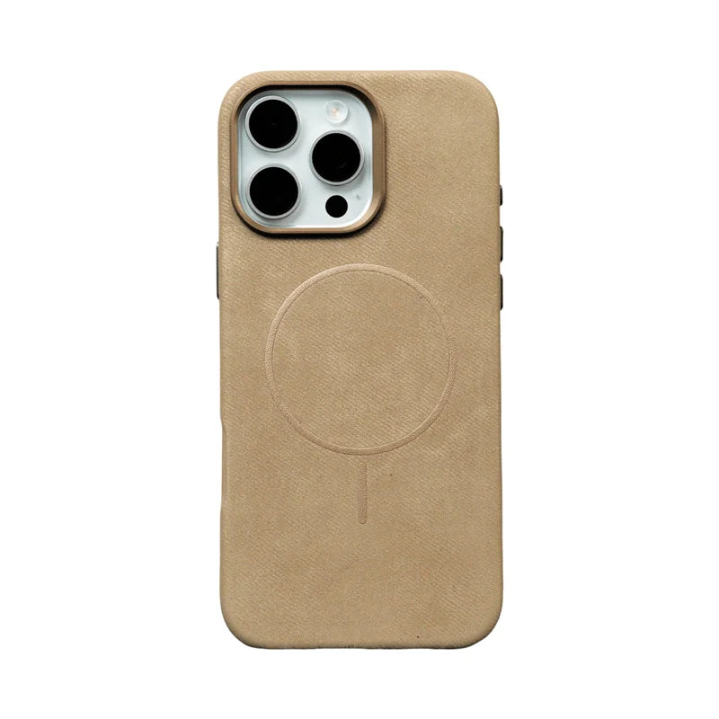 Flannel Nano Fiber iPhone MagSafe Case-Exoticase-For iPhone 16 Pro Max-Khaki-Exoticase