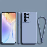 Square Silicone Samsung Galaxy Case With Strap-Exoticase-For Samsung S23 Ultra-Gray-