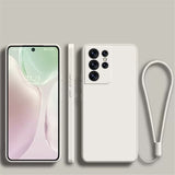 Square Silicone Samsung Galaxy Case With Strap-Exoticase-For Samsung S23 Ultra-White-