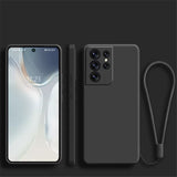 Square Silicone Samsung Galaxy Case With Strap-Exoticase-For Samsung S23 Ultra-Black-