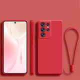 Square Silicone Samsung Galaxy Case With Strap-Exoticase-For Samsung S23-Red-