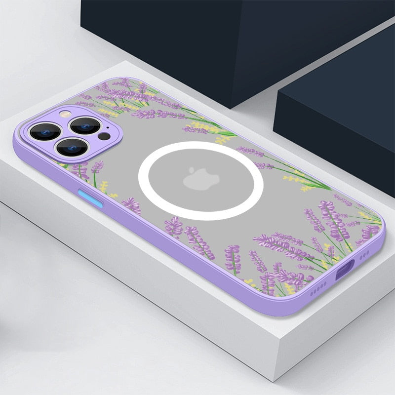 Floral Bloom Matte MagSafe iPhone Case-Exoticase-For iPhone 15 Pro Max-Purple-