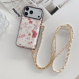 Floral Wallet iPhone Case with Lanyard