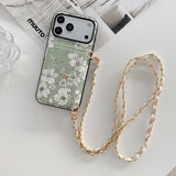 Floral Wallet iPhone Case with Lanyard