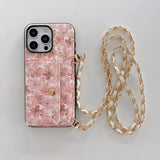 Floral Wallet iPhone Case with Lanyard