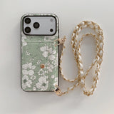 Floral Wallet iPhone Case with Lanyard