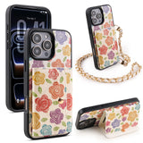 Floral Wallet iPhone Case with Lanyard