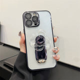 Flower Windmill Clear Plated iPhone Case-Exoticase-For iPhone 14 Pro Max-Black-