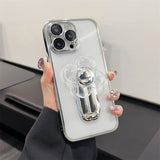 Flower Windmill Clear Plated iPhone Case-Exoticase-For iPhone 14 Pro Max-Silver-