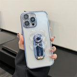 Flower Windmill Clear Plated iPhone Case-Exoticase-For iPhone 14 Pro Max-Blue-