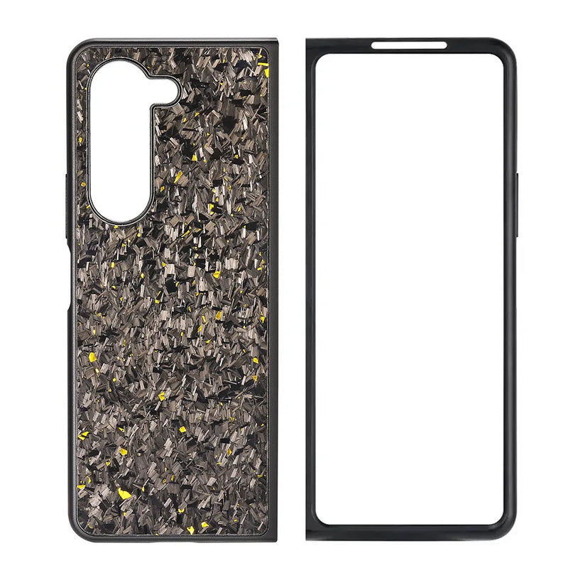 Forged Carbon Flakes Samsung Z Fold Case-Exoticase-For Galaxy Z Fold 5-Gold-Exoticase