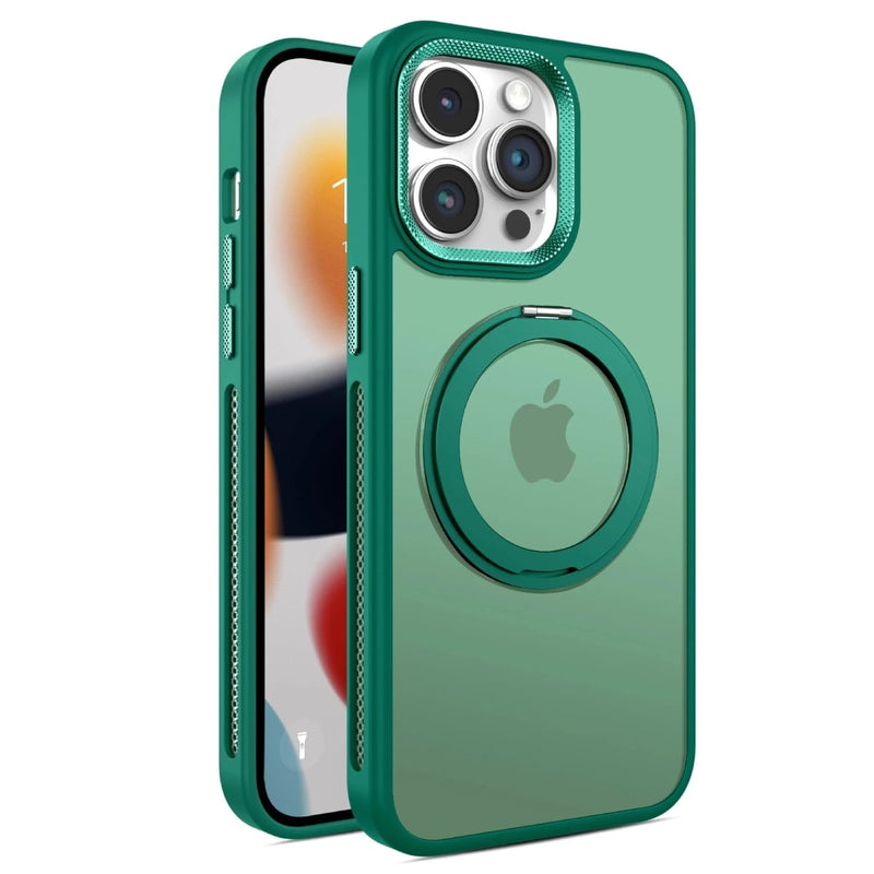 Frosted Back Mesh Sides iPhone Case with Ring, For iPhone 14 / Green Frosted Back Mesh Sides iPhone Case with Ring, For iPhone 14 / Green