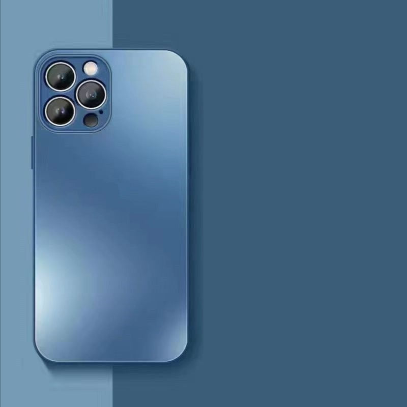 Frosted Glass Apple iPhone Case-Exoticase-For iPhone 15 Pro Max-Navy Blue-