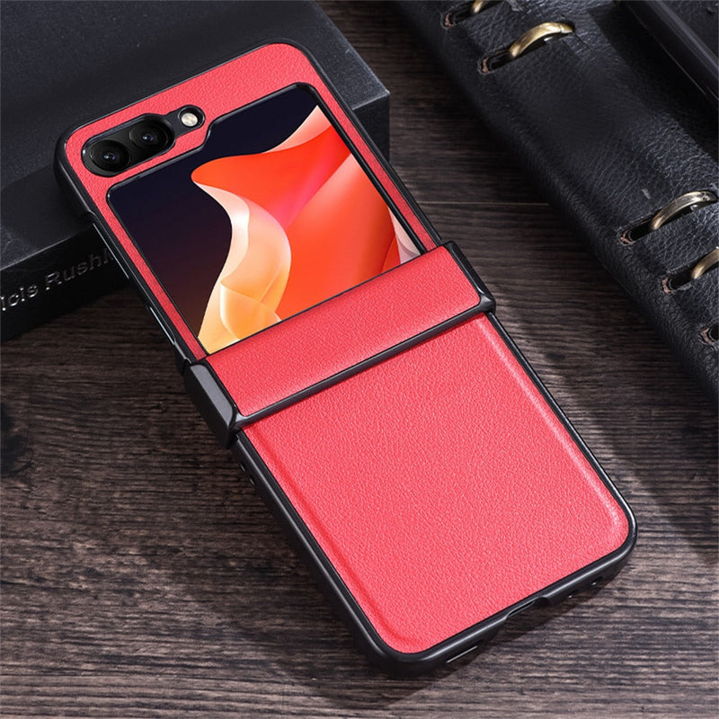 Full Protection PU Leather Samsung Z Flip Case-Exoticase-For Samsung Z Flip 5-red-