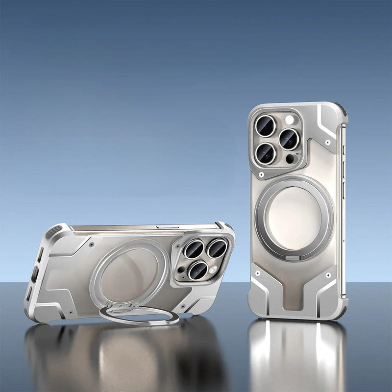 Futuria Metal Frame iPhone Case-Exoticase-For iPhone 15 Pro Max-Titanium Silver-Exoticase