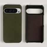 Genuine Cowhide Leather Google Pixel Phone Case-Pixel 7 Cases-Exoticase-For Pixel 9 Pro XL-Army Green-Exoticase