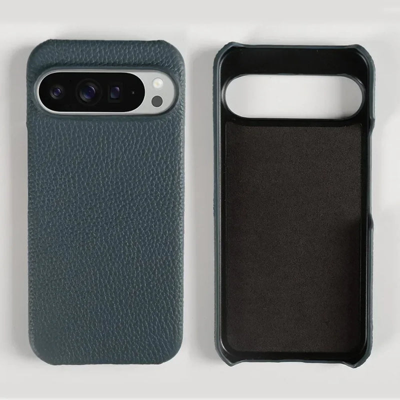 Genuine Cowhide Leather Google Pixel Phone Case-Pixel 7 Cases-Exoticase-For Pixel 9 Pro XL-Navy-Exoticase