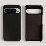 Genuine Cowhide Leather Google Pixel Phone Case-Pixel 7 Cases-Exoticase-For Pixel 9 Pro XL-Black-Exoticase
