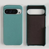 Genuine Cowhide Leather Google Pixel Phone Case-Pixel 7 Cases-Exoticase-For Pixel 9 Pro XL-Greenish Blue-Exoticase
