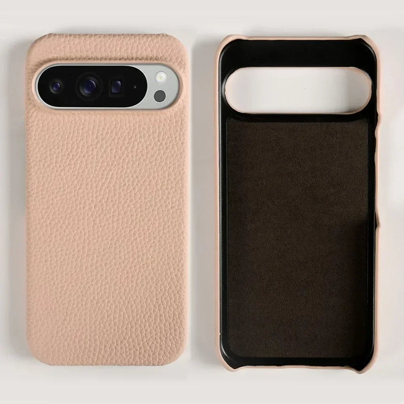 Genuine Cowhide Leather Google Pixel Phone Case-Pixel 7 Cases-Exoticase-For Pixel 9 Pro XL-Pink-Exoticase