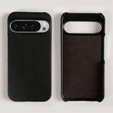 Genuine Cowhide Leather Google Pixel Phone Case-Pixel 7 Cases-Exoticase-For Pixel 9 Pro XL-Black-Exoticase