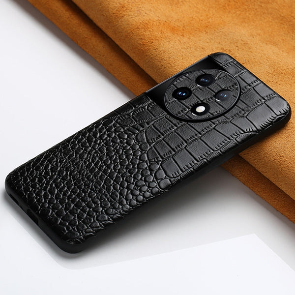 Genuine Cowhide Leather OnePlus Case-Exoticase-For Oneplus 11R-Black-