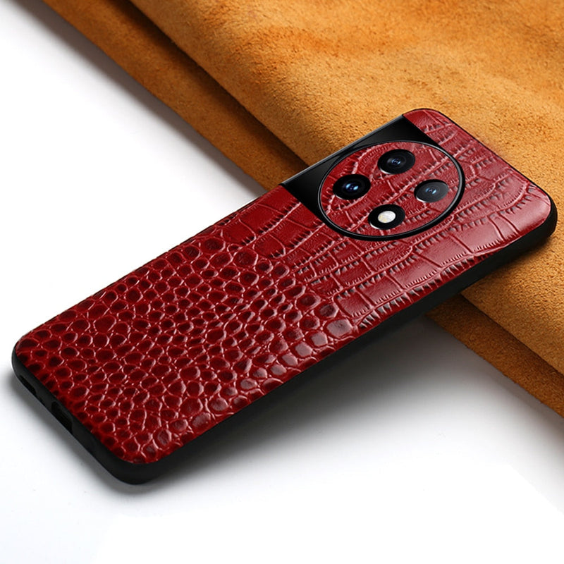 Genuine Cowhide Leather OnePlus Case-Exoticase-For Oneplus 11R-Red-