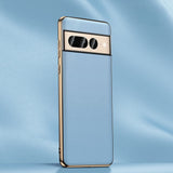 Genuine Cowhide Leather Plated Sides Google Pixel Case - Exoticase - For Pixel 8 Pro / Blue