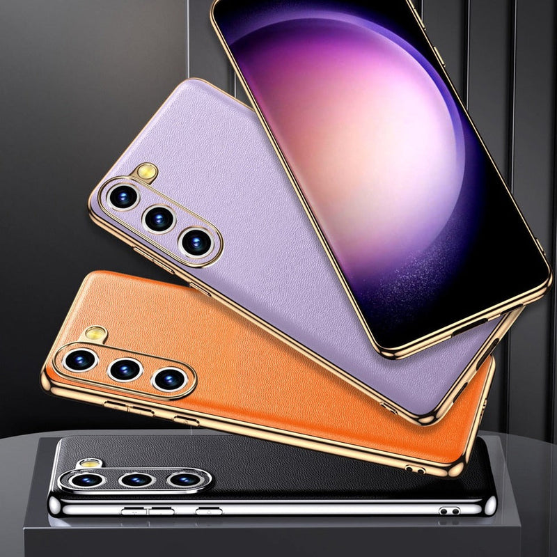 Genuine Cowhide Leather Plated Sides Samsung Case-Exoticase-