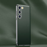 Genuine Cowhide Leather Plated Sides Samsung Case-Exoticase-For Galaxy S23 Ultra-Green-